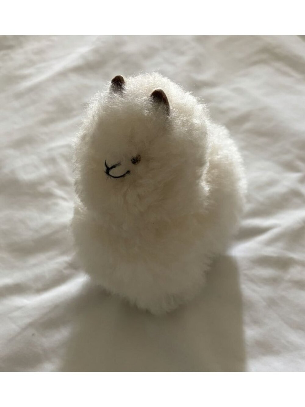 White Alpaca Plush Stuffed Animal 100% Alpaca Real Fur 8”